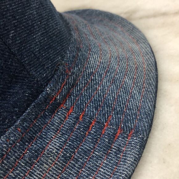 Handmade 90’s Tommy Jeans Repurposed Denim Bucket Hat Large Logo - Picture 6 of 9